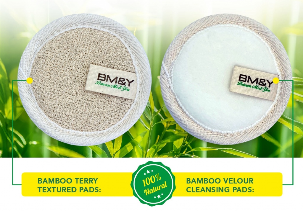 Reusable bamboo cotton pads for cleansing, removing make up & exfoliating