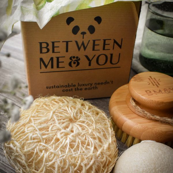 Body exfoliating tools. Bamboo body brush, Sisal body sponge, and konjac natural face spongek