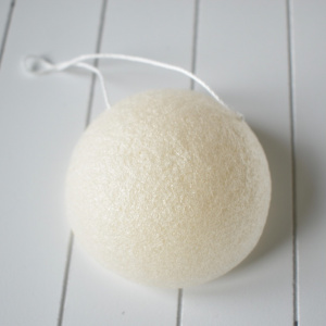 White konjac sponge on white background