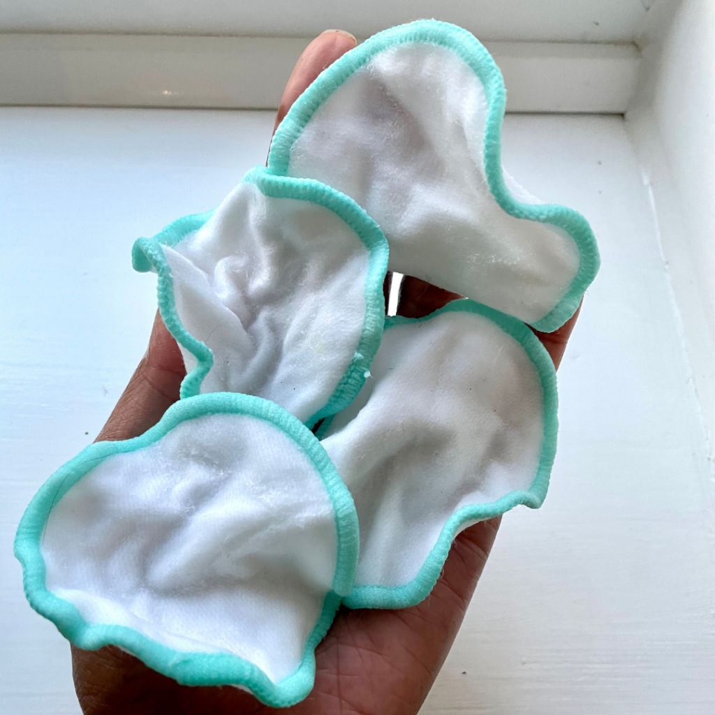 Crumpled reusable makeup remover pads