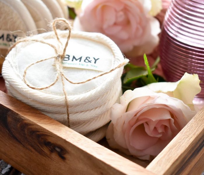 pink roses and soft white reusable makeup remover pads